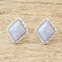 Pendientes de jade, 'Texturas tradicionales' - Pendientes de jade lila en forma de diamante