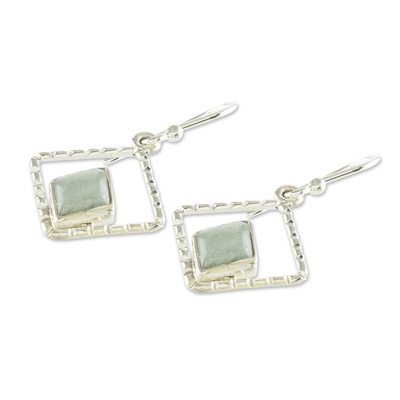 Jade dangle earrings, 'Pale Green Breeze' - Pale Green Jade Dangle Earrings