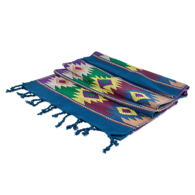 Cotton table runner, 'Colorful Stars' - Multicolored Cotton Table Runner