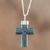 Jade cross pendant necklace, 'Zacapa Faith in Dark Green' - Dark Green Jade Cross Pendant Necklace (image 2) thumbail