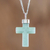 Jade cross pendant necklace, 'Zacapa Faith in Light Green' - Light Green Cross Pendant Necklace thumbail