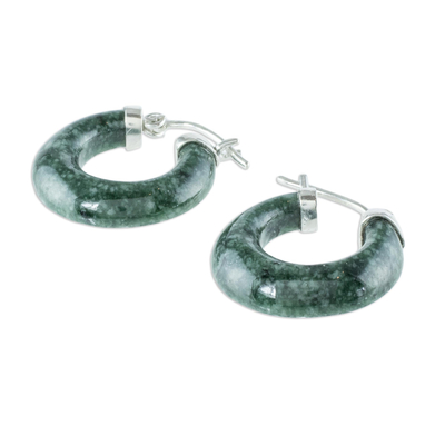 Jade hoop earrings, 'Zacapa Beauty' - Natural Guatemalan Jade Hoop Earrings