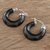 Jade hoop earrings, 'Zacapa Midnight' - Handmade Black Jade Hoop Earrings (image 2b) thumbail