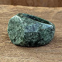 Jade signet ring, 'Indomitable' - Signet Style Green Guatemalan Jade Ring