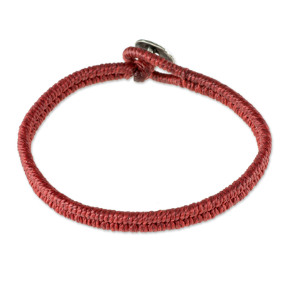 Red Macrame Wristband Bracelet