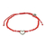 Beaded macrame pendant bracelet, 'Love is Everywhere' - Beaded Red Cord Bracelet with Heart Pendant (image 2a) thumbail