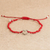 Beaded macrame pendant bracelet, 'Love is Everywhere' - Beaded Red Cord Bracelet with Heart Pendant (image 2b) thumbail