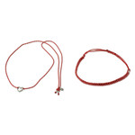Macrame wrap bracelets, 'All Heart' (pair) - Adjustable Red Macrame Bracelets (Pair)