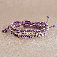 Beaded macrame bracelets, Lavender Lovelies (set of 3)