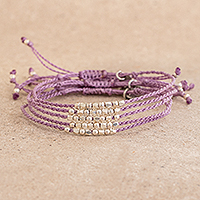 Beaded macrame bracelets, 'Five Friends' (set of 5) - Beaded Lavender Cord Bracelets (Set of 5)