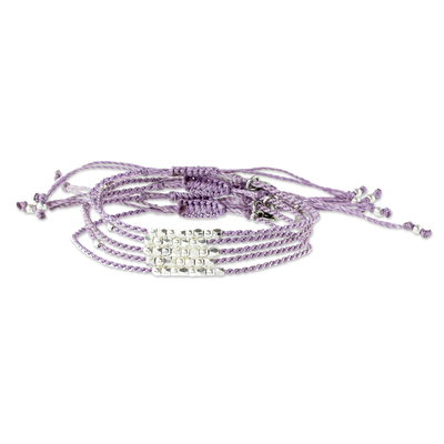 Makramee-Armbänder mit Perlen, (5er-Set) - Lavendelfarbene Kordelarmbänder mit Perlen (5er-Set)
