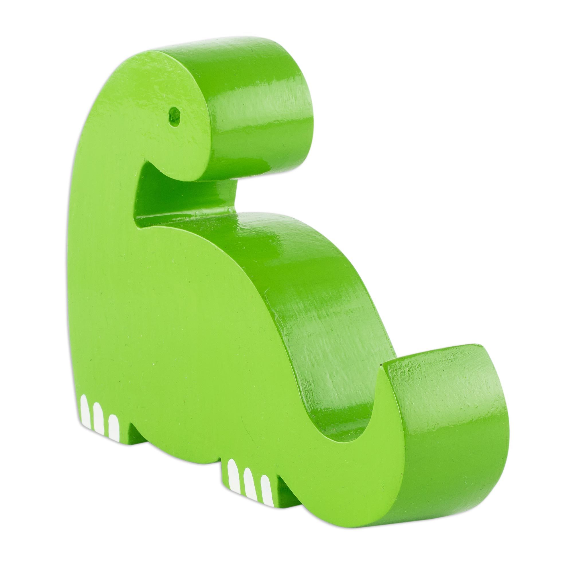 Artisan Crafted Green Cell Phone Holder Dino in Lime NOVICA
