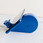 Wood phone holder, 'Blue Whale' - Hand-carved Blue Whale Wood Phone Holder From Guatemala