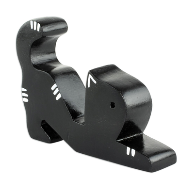 Cat-Shaped Phone Stand in Black