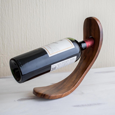 Wood bottle holder, 'Slope' - Reclaimed Wood Wine Bottle Holder