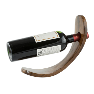 Wood bottle holder, 'Slope' - Reclaimed Wood Wine Bottle Holder