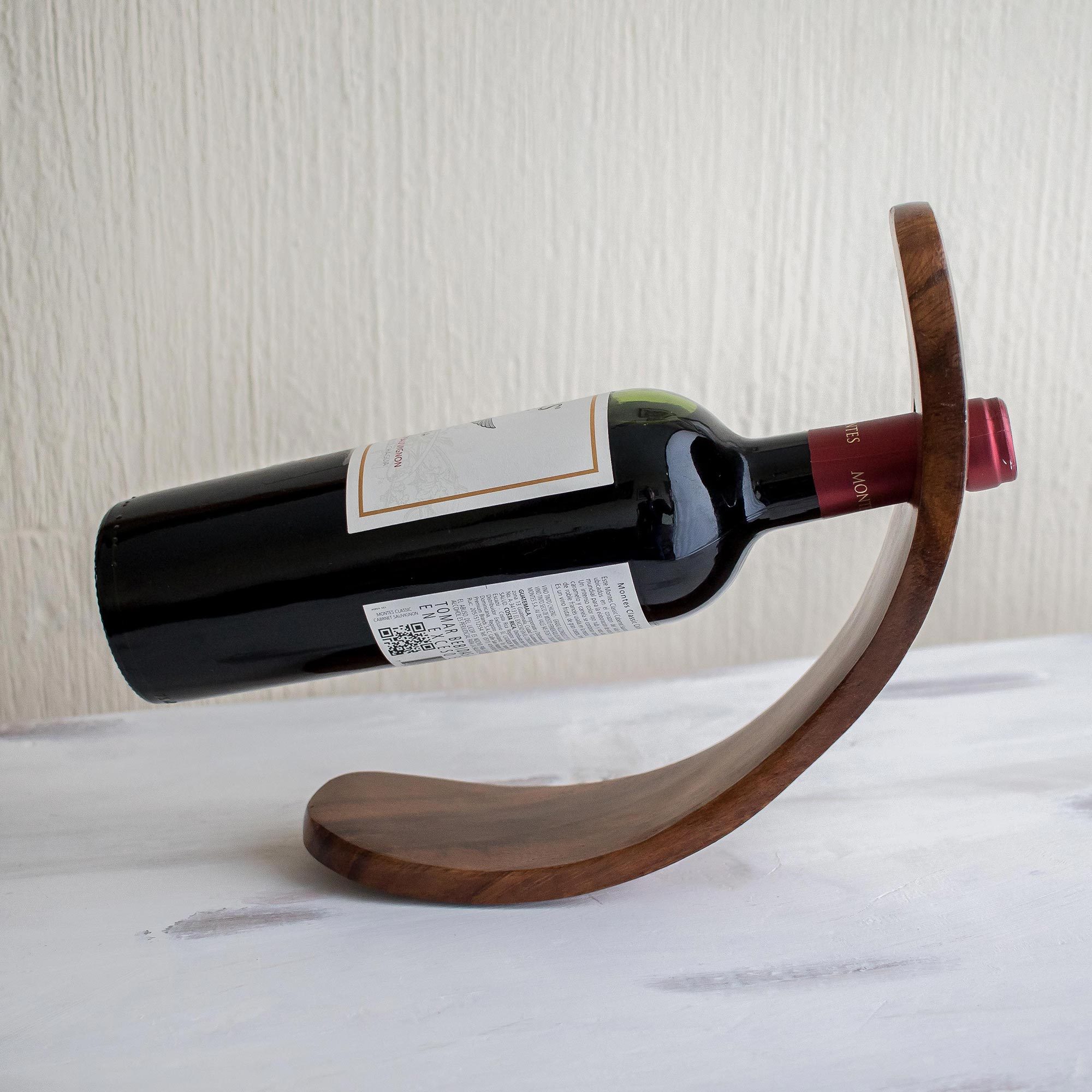 Reclaimed Wood Wine Bottle Holder Slope NOVICA