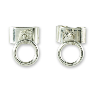 Sterling silver stud earrings, 'Circle Harmony' - Small Circular Sterling Silver Stud Earrings