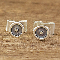 Sterling silver stud earrings, 'Modern Forms'
