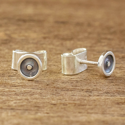 Sterling silver stud earrings, 'Modern Forms' - Small Round Sterling Silver Stud Earrings