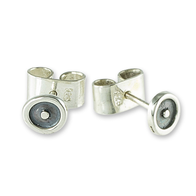 Sterling silver stud earrings, 'Modern Forms' - Small Round Sterling Silver Stud Earrings