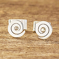 Sterling silver stud earrings, 'Where It's At'