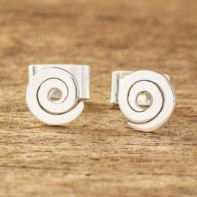 Sterling silver stud earrings, 'Where It's At' - Spiral Sterling Silver Stud Earrings
