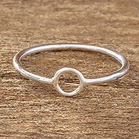 Sterling silver band ring, 'Circle Harmony' - Circle Design Sterling Silver Band Ring