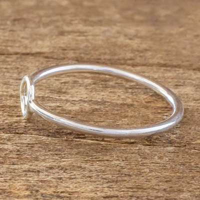 Sterling silver band ring, 'Circle Harmony' - Circle Design Sterling Silver Band Ring