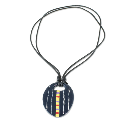 Porcelain pendant necklace, 'Quetzaltenango' - Hand Painted Pendant Necklace