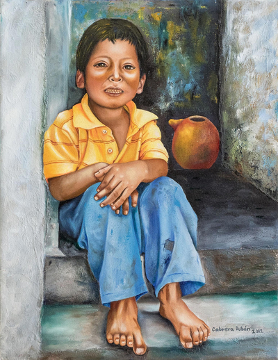 Original Portrait Painting of Guatemalan Boy
