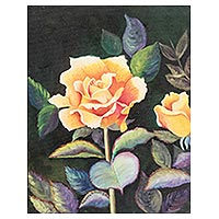 'A Thousand I Love Yous' - Original Love Story Oil Painting of Yellow Roses