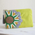 Kosmetiktasche aus Baumwolle - Kosmetiktasche aus Chartreuse-Baumwolle mit Sonnenmotiv-Stickerei