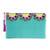 Cotton cosmetic bag, 'Turquoise Sunbeams' - Sun Motif Embroidered Turquoise Cotton Cosmetic Bag