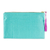 Cotton cosmetic bag, 'Turquoise Sunbeams' - Sun Motif Embroidered Turquoise Cotton Cosmetic Bag