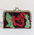 Perlenbesetzte Clutch-Handtasche - Perlenbesetzte schwarze Clutch-Handtasche mit Crimson Rose-Motiv