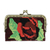 Beaded clutch handbag, 'A Crimson Rose' - Beaded Black Clutch Handbag with Crimson Rose Motif
