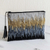 Beaded clutch handbag, 'Glittering Luxe' - Petite Gold and Silver Hand Beaded Clutch Evening Bag thumbail