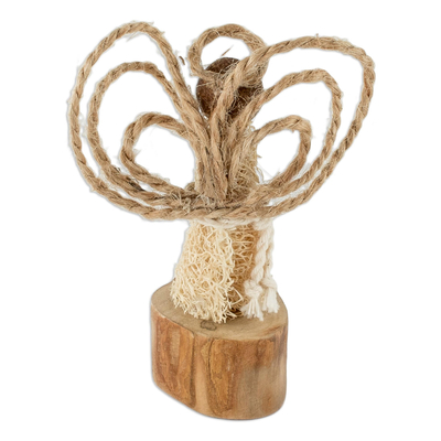 Estatuilla de fibras naturales - Estatuilla ángel centroamericano fibra natural
