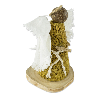 Natural fiber statuette, 'Meadow Angel' - Central American Natural Fiber Angel Statuette