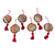 Cotton ornaments, 'Festividad in Red' (set of 6) - Central American Cotton Ornaments Set of 6 (image 2a) thumbail
