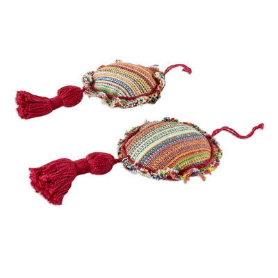 Baumwoll-Ornamente, 'Festividad in Rot' (6er-Set) - Zentralamerikanische Baumwolle Ornamente Satz von 6