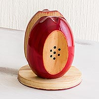 Wood napkin holder, 'Sweet Red Apple' - Hand Carved and Painted Apple Napkin Holder