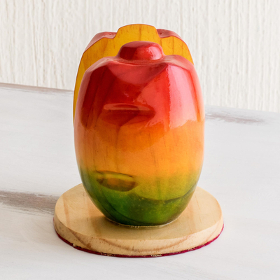 Servilletero de madera - Servilletero artesanal jocote en forma de fruta