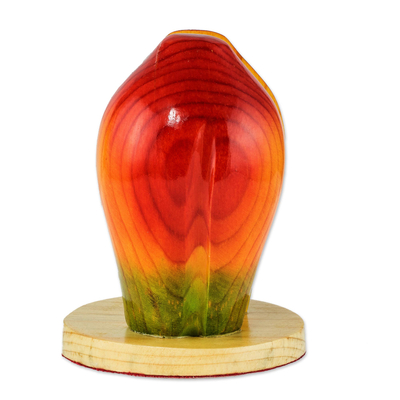 Wood napkin holder, 'Luscious Papaya' - Carved Wood Papaya Napkin Holder
