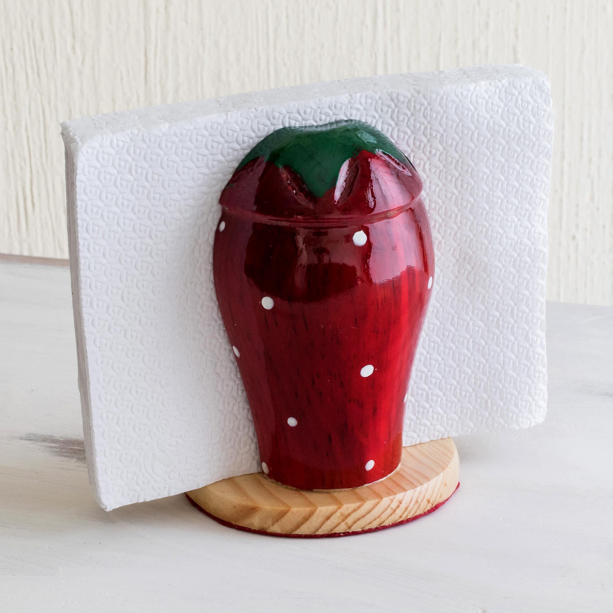 Hand Painted Strawberry Napkin Holder Delicious Strawberry NOVICA