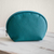 Leather cosmetics case, 'Luxe Life in Teal' - Genuine Teal Leather Cosmetics Case thumbail