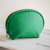 Leather cosmetics case, 'Luxe Life in Kelly Green' - Silk-Lined Green Leather Cosmetics Bag thumbail