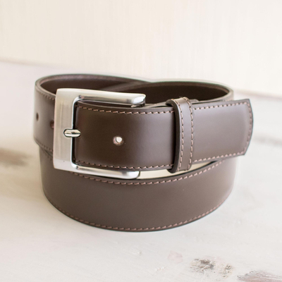 cinturón de cuero de los hombres - Cinturón de cuero para hombre marrón oscuro hecho a mano