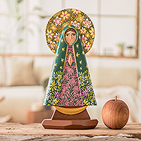 Escultura de madera - Escultura de la Virgen de Guadalupe nicaragüense tallada a mano